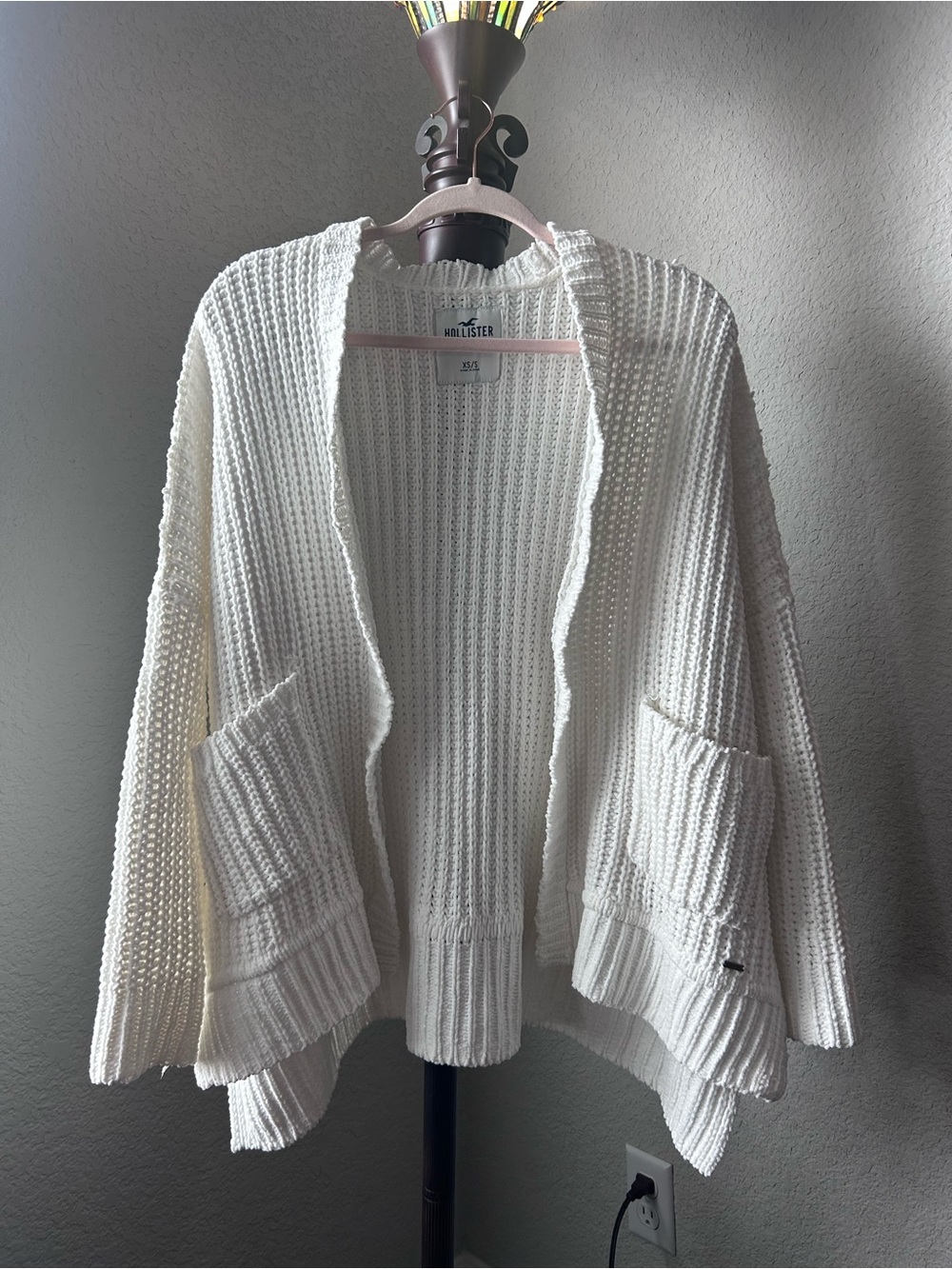 Hollister Creamy White Open-Front Chunky Knit Cardigan